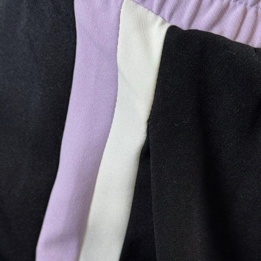Zara Black Lilac Purple Side Stripe Jogger Pants Elastic Waist XL Preppy 74-01 - Picture 9 of 11